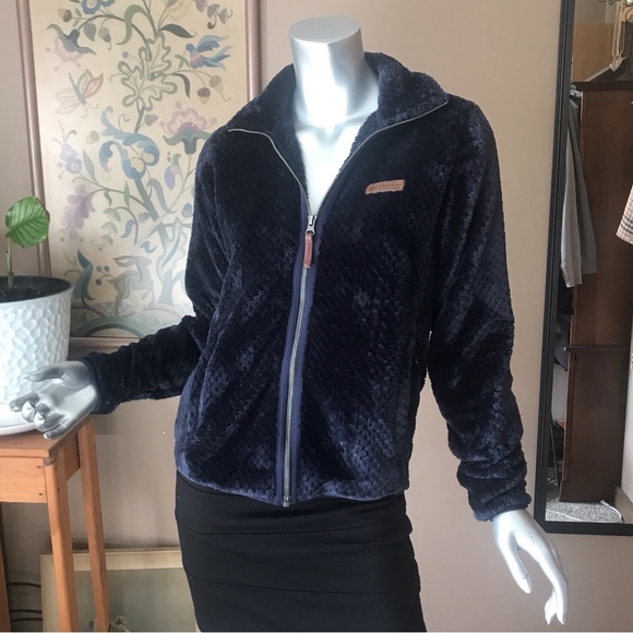 Columbia Fire Side II Sherpa Full Zip Fleece Woman’s XS Dark Navy Blue Jacket - Picture 4 of 14